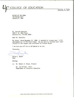 Letters of Recognition and Appointment to the Faculty at UF, 1986-1987