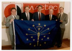 Group with Indiana flag