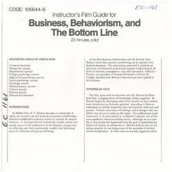 Business, Behaviorism, and The Bottom Line