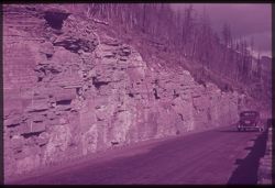 E-33= Road leads up along Garden wall, Glacier Park